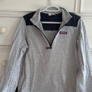 Vineyard Vines Heather Gray and Navy Quarter Zip